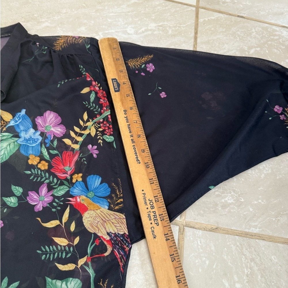 Vintage Lady Winn California by Teddi Blouse Womens Floral Birds - Picture 8 of 8